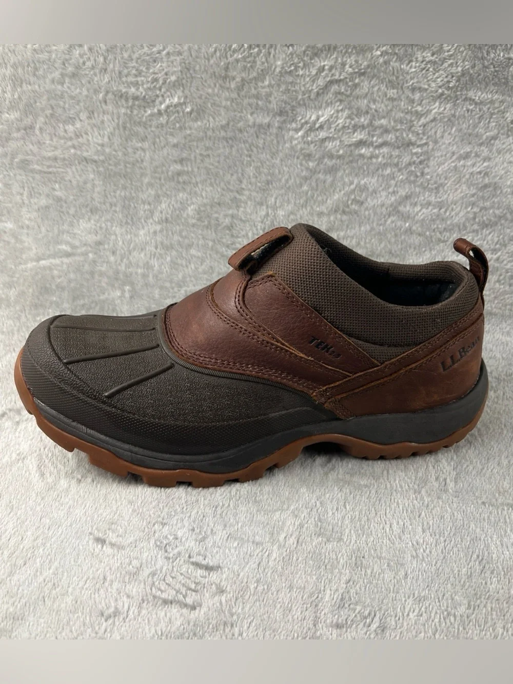LL Bean TEK 2.5 Storm Chaser 507173 Low Slip on Dk Brown Leather Duck Boot 10.5